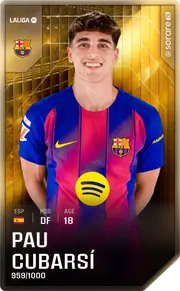 Pau Cubarsí's Sorare card, sent