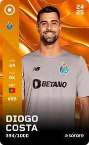 Diogo Costa's Sorare card, sent