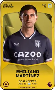 Emiliano Martínez's Sorare card, sent