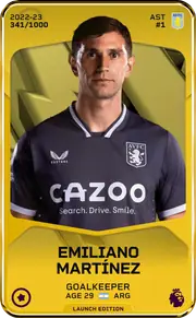 Emiliano Martínez's Sorare card, sent