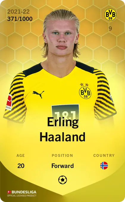 Erling Haaland's Limited 371/1000 Sorare card