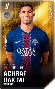 Achraf Hakimi's Sorare card, sent