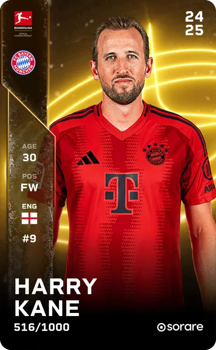 Harry Kane's Limited 516/1000 Sorare card