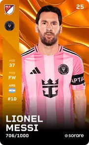 Lionel Messi's Sorare card, sent