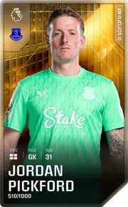 Jordan Pickford's Sorare card, sent