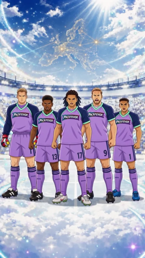 Tu equipo con sus camisetas moradas